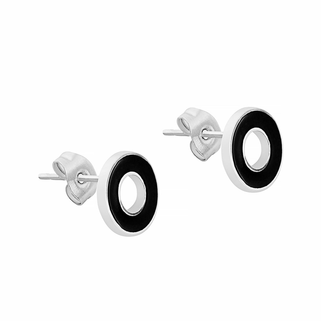 Eclipsoio Silver & Black Men's Earrings