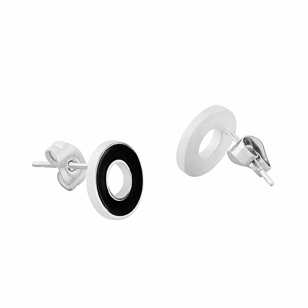 Eclipsoio Silver & Black Men's Earrings