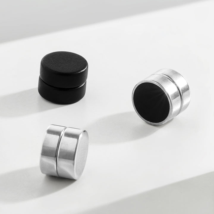 Domorro Men's Silver & Black Earrings