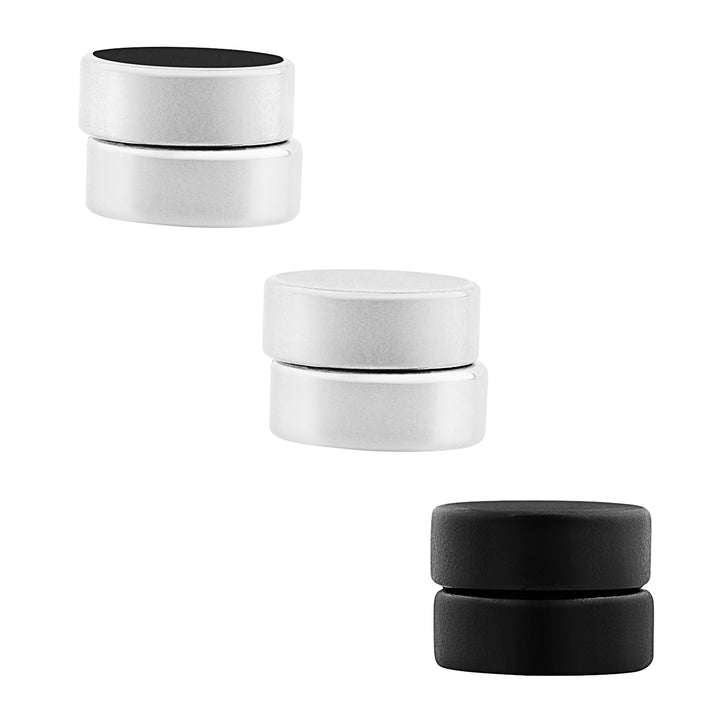Domorro Men's Silver & Black Earrings