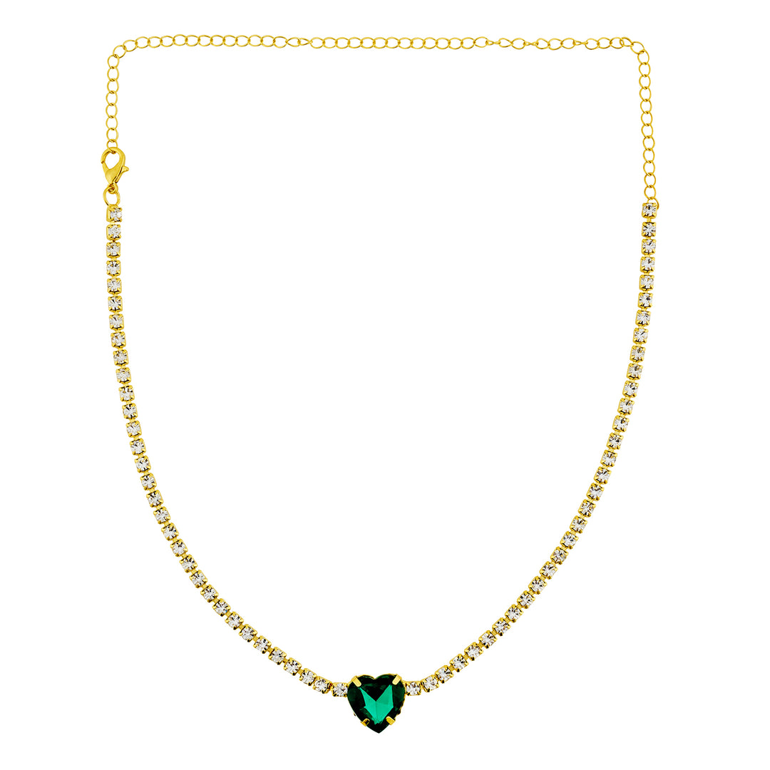 Heartlet Green stone Gold Necklace