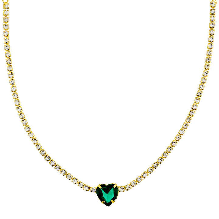 Heartlet Green stone Gold Necklace