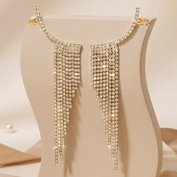 Ice Princess Gold Bling Tassel Earrings
