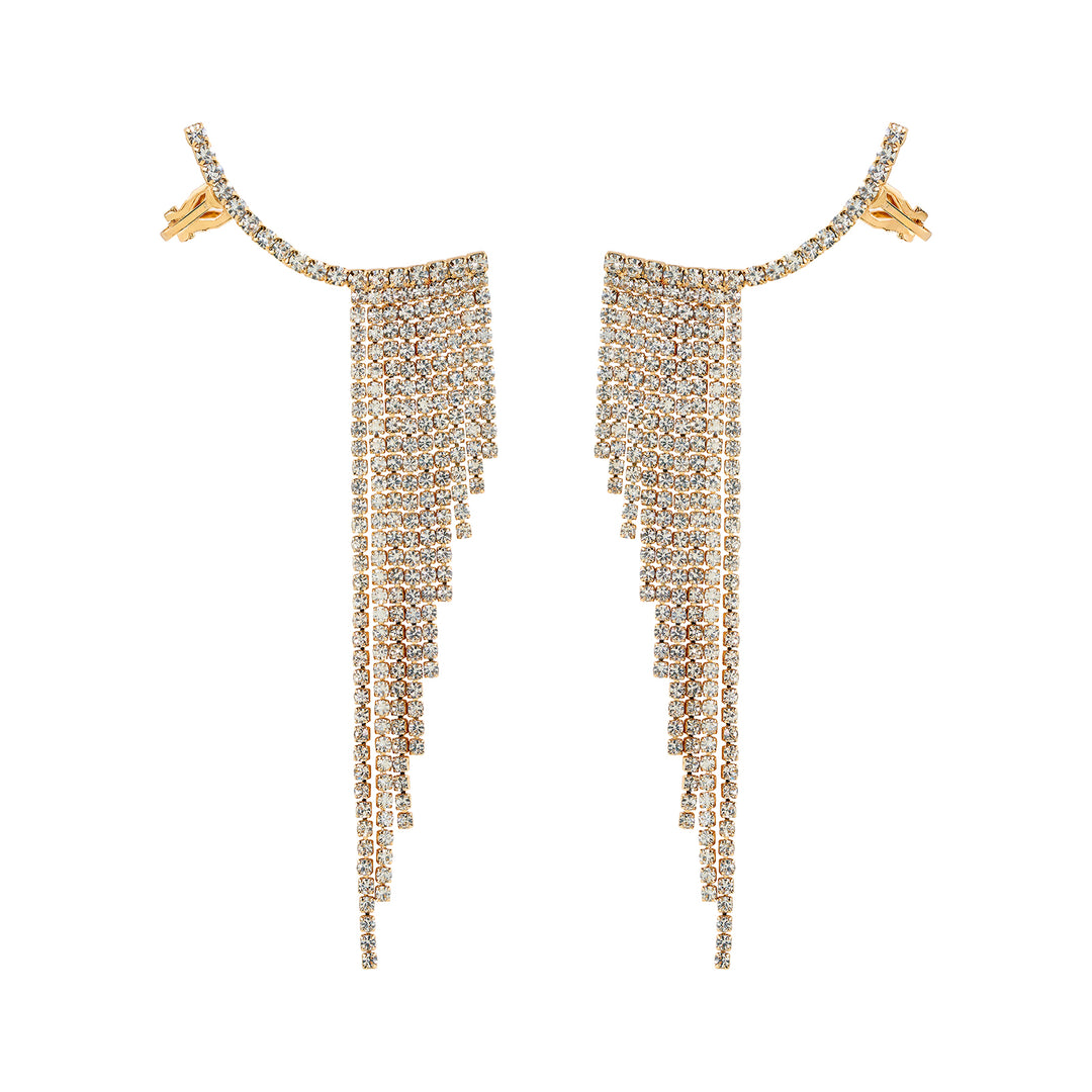 Ice Princess Gold Bling Tassel Earrings