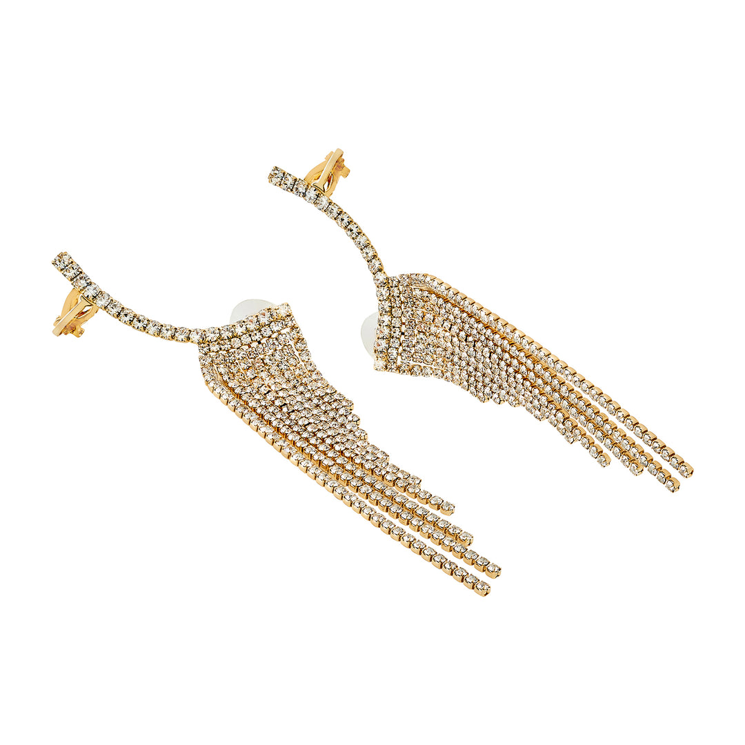 Ice Princess Gold Bling Tassel Earrings