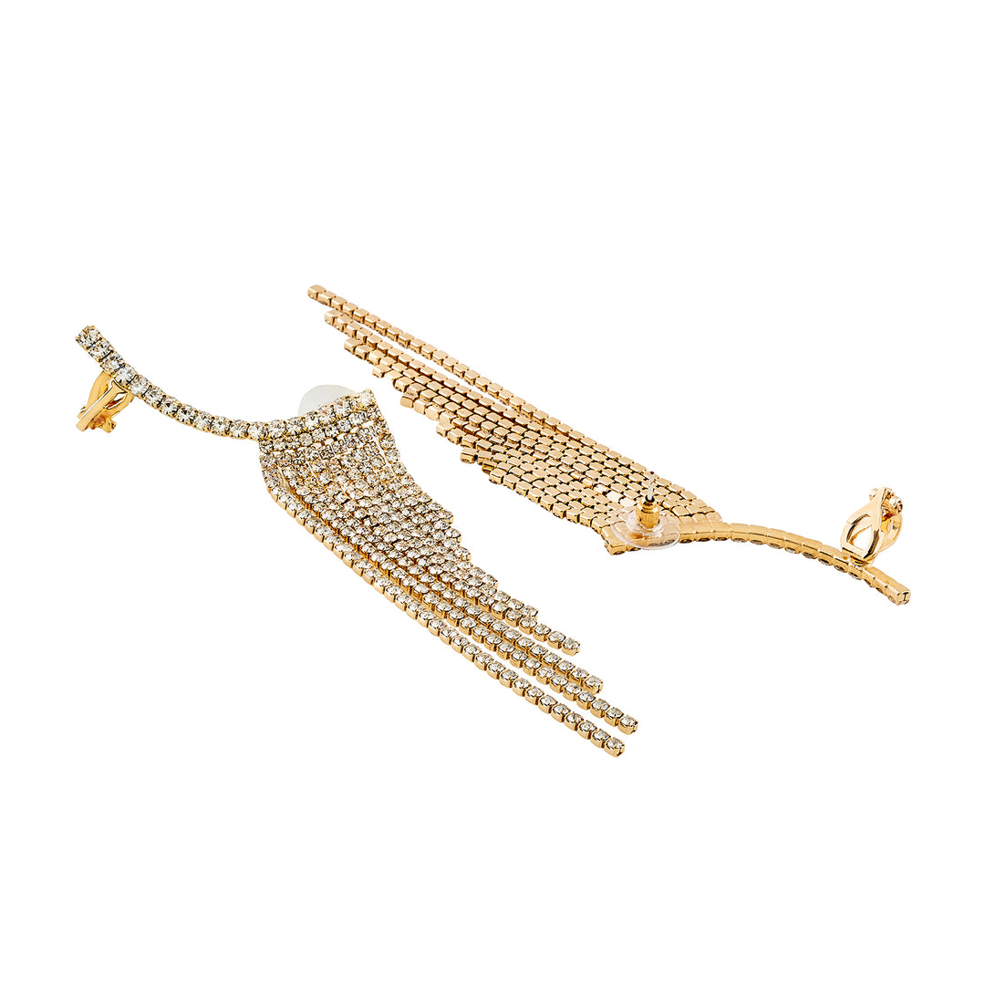 Ice Princess Gold Bling Tassel Earrings