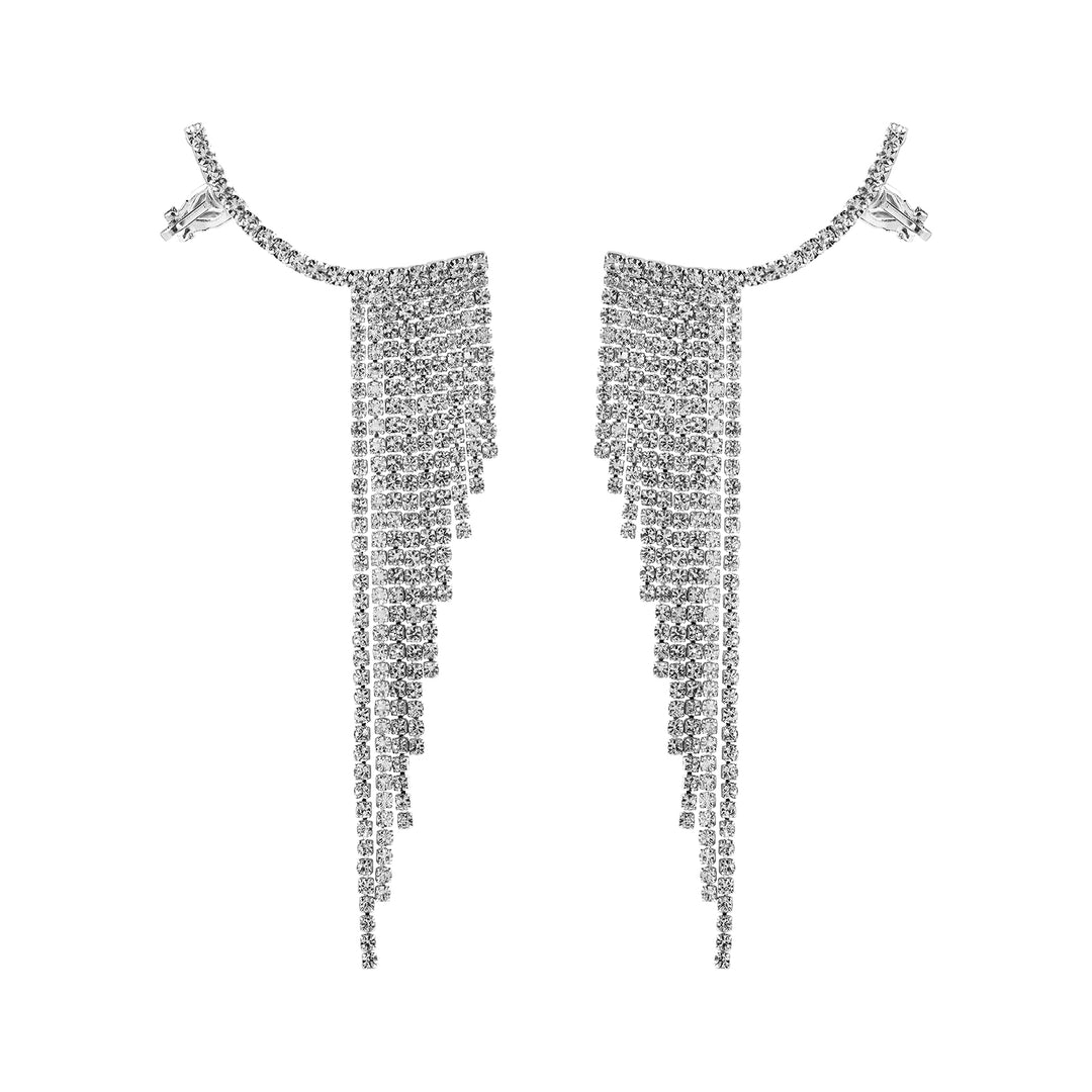 Ice Princess Silver Bling Tassel Earrings
