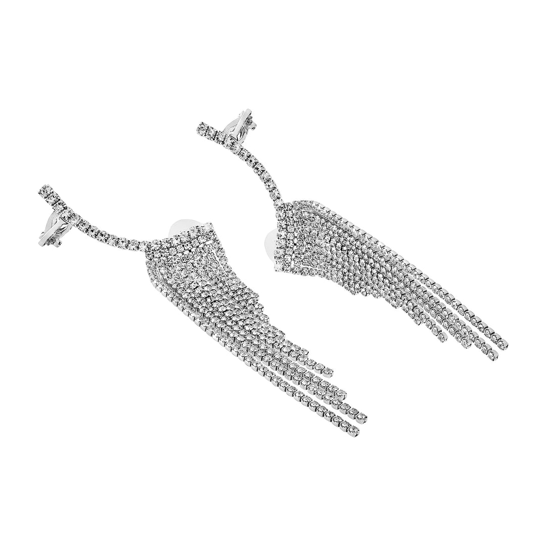 Ice Princess Silver Bling Tassel Earrings