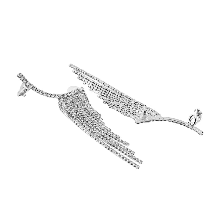 Ice Princess Silver Bling Tassel Earrings
