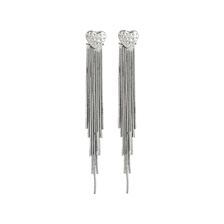 Lovie-Heart Silver Bling Earrings