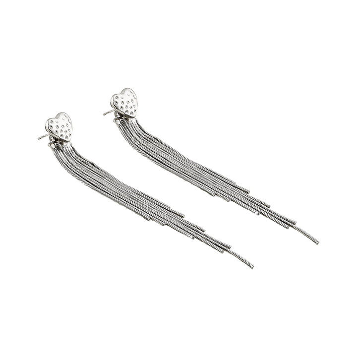 Lovie-Heart Silver Bling Earrings