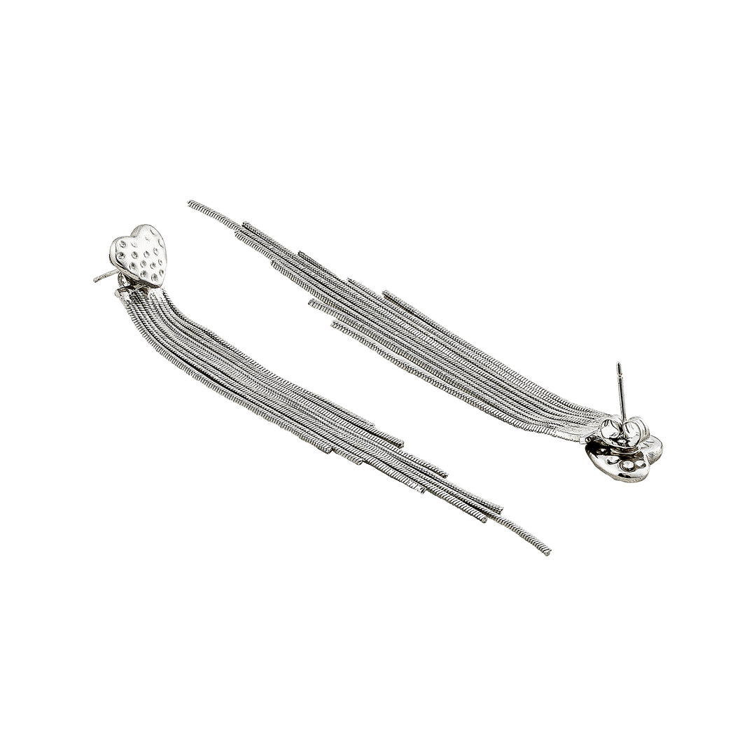 Lovie-Heart Silver Bling Earrings