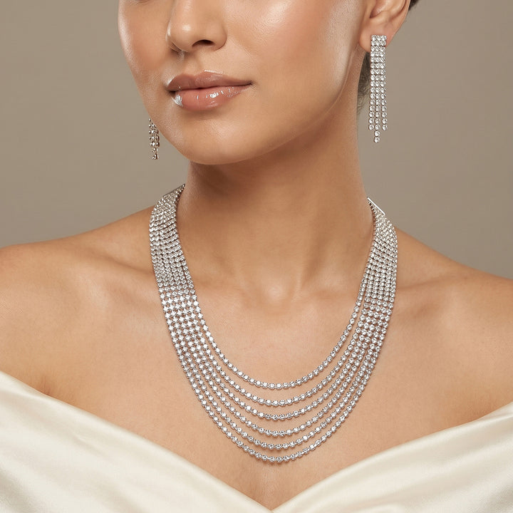 Starlit Bling Silver Necklace Set