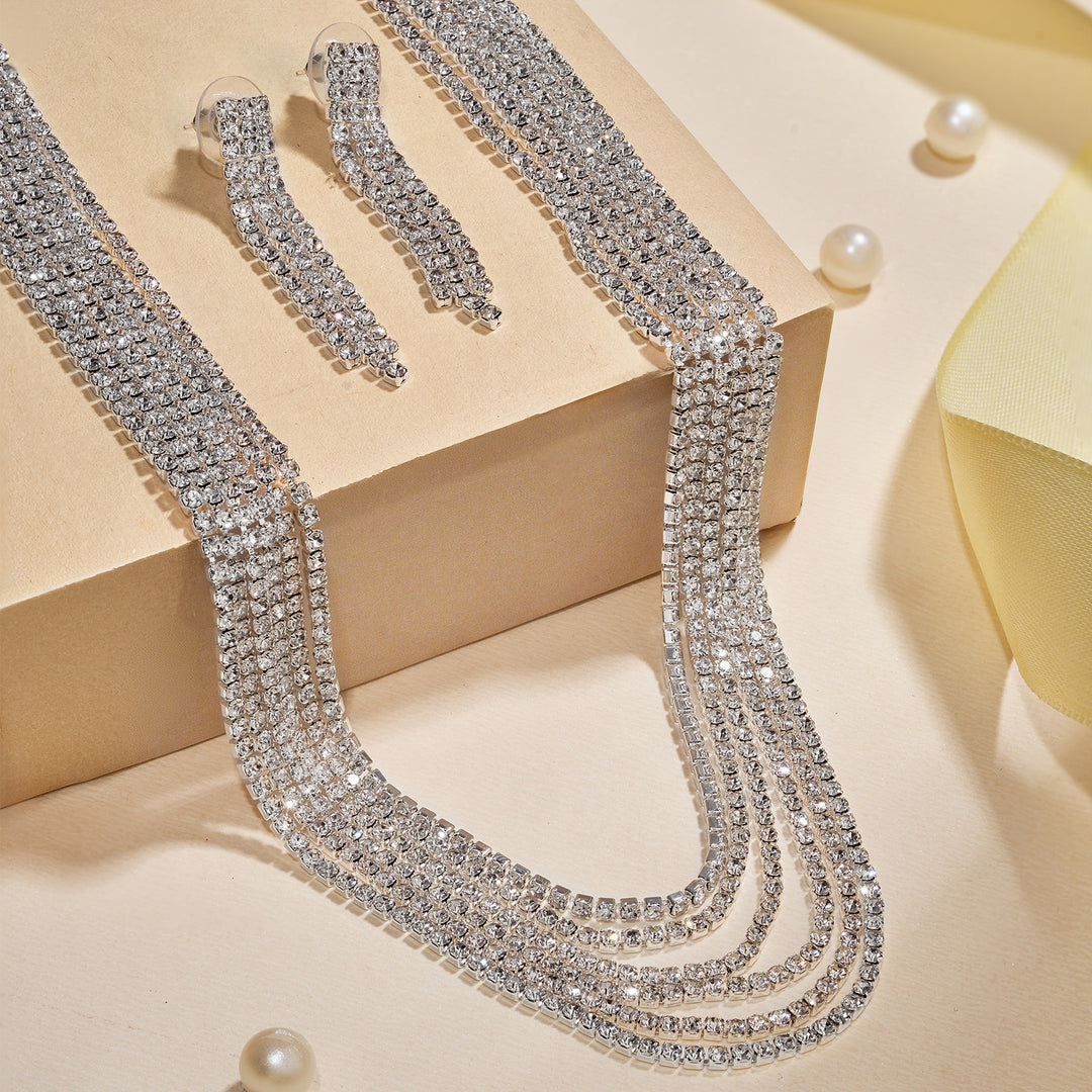 Starlit Bling Silver Necklace Set