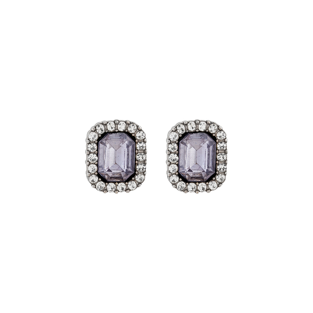 Moonchip Rhinestone Black Earrings