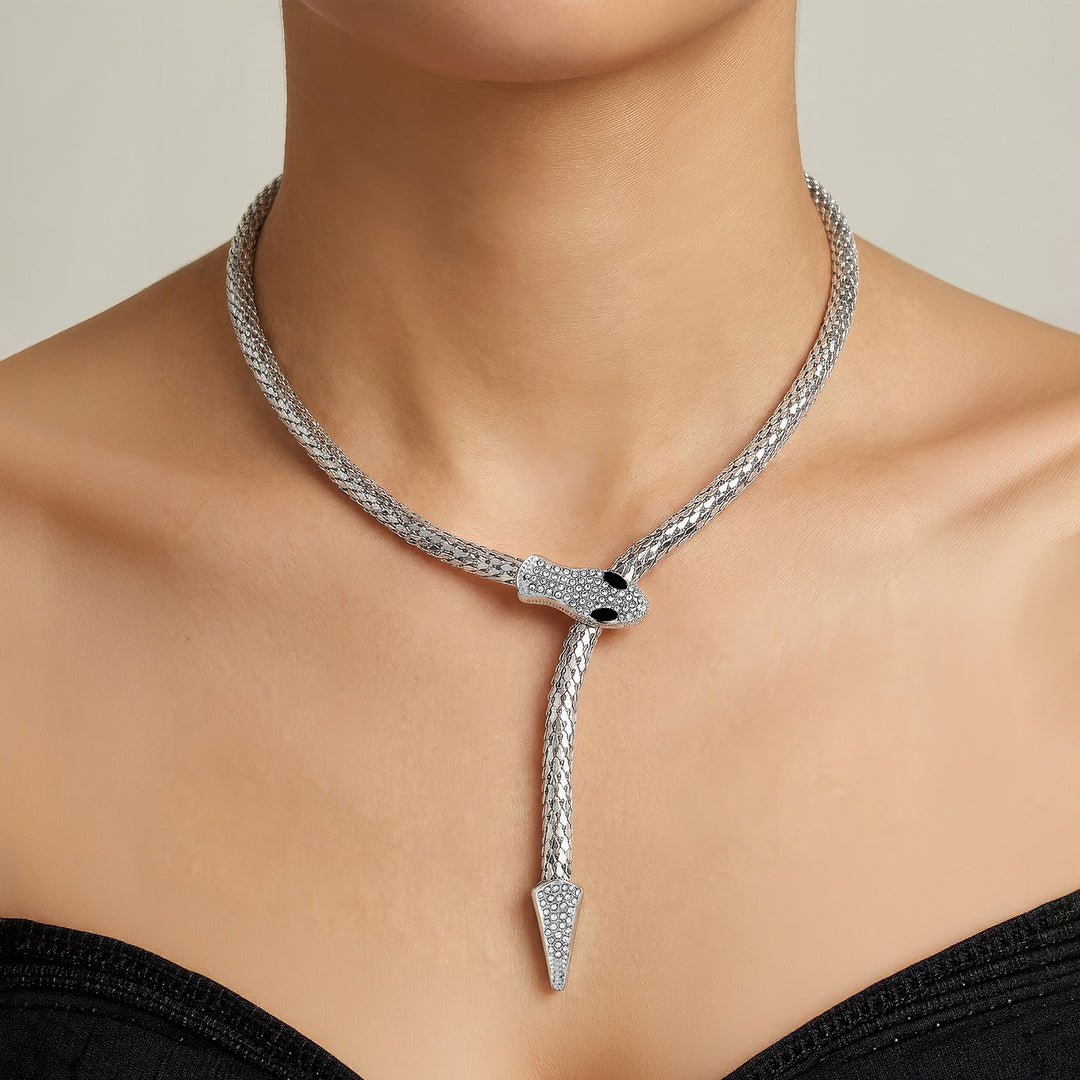 Hissora Silver Snake Necklace
