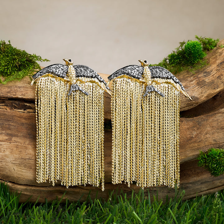 Golden Whisper Bird Earrings