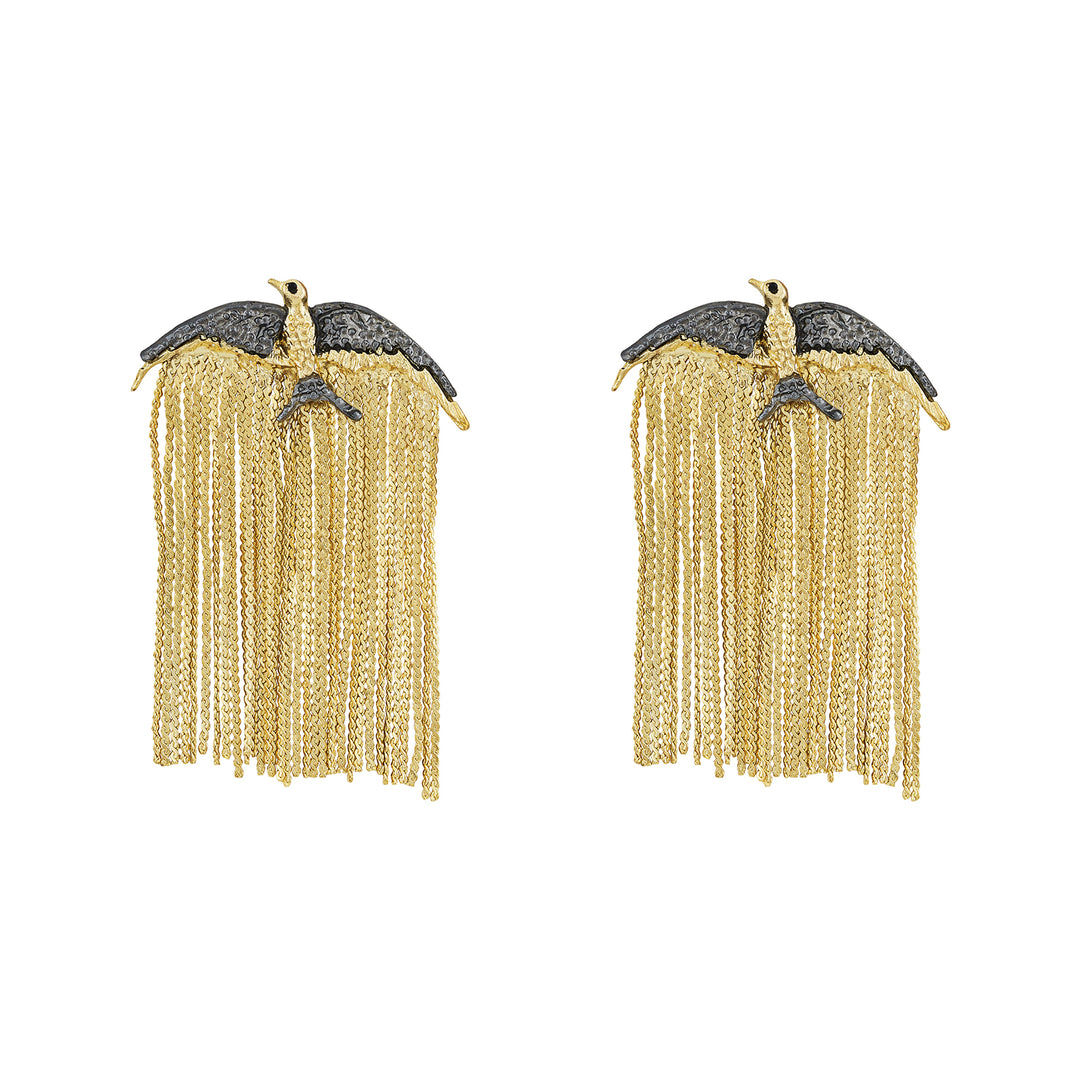 Golden Whisper Bird Earrings