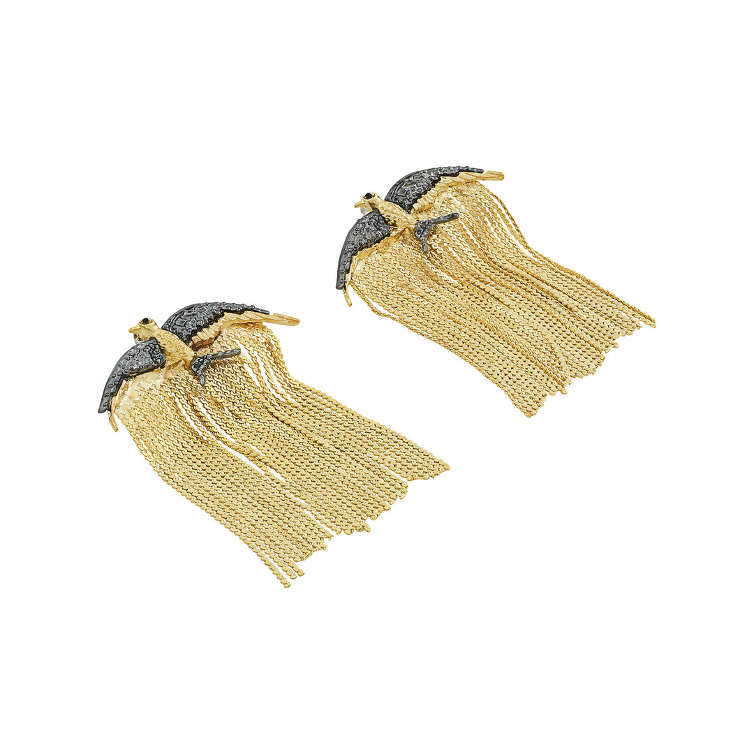 Golden Whisper Bird Earrings