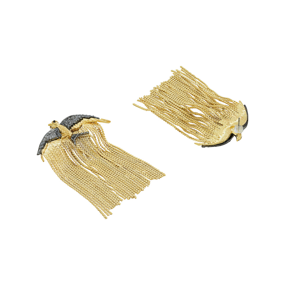 Golden Whisper Bird Earrings
