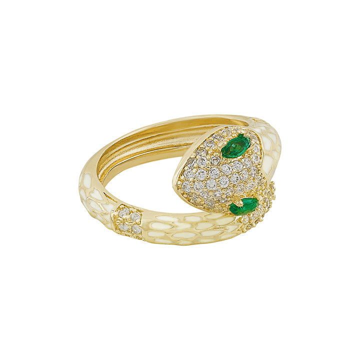 Orozo Gold & White Snake Ring