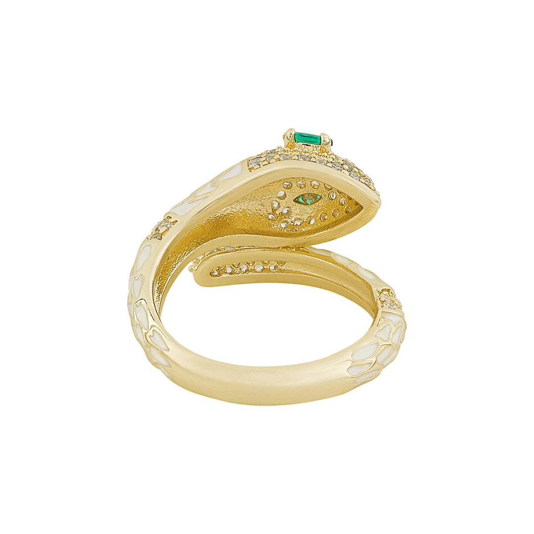 Orozo Gold & White Snake Ring