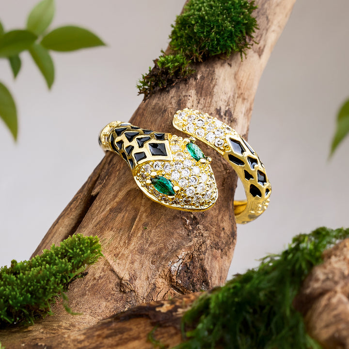 Orozo Gold & Black Snake Ring