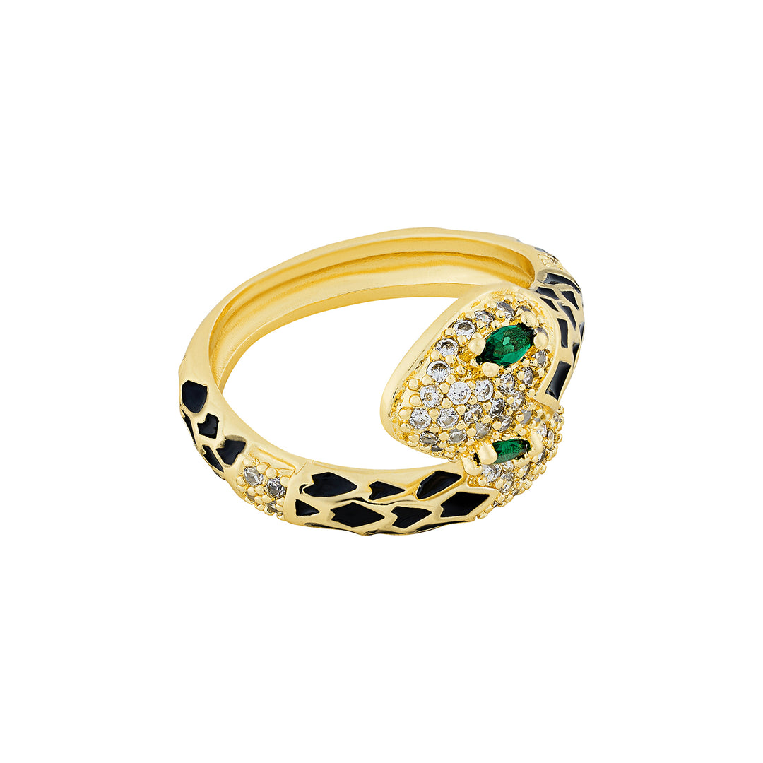 Orozo Gold & Black Snake Ring