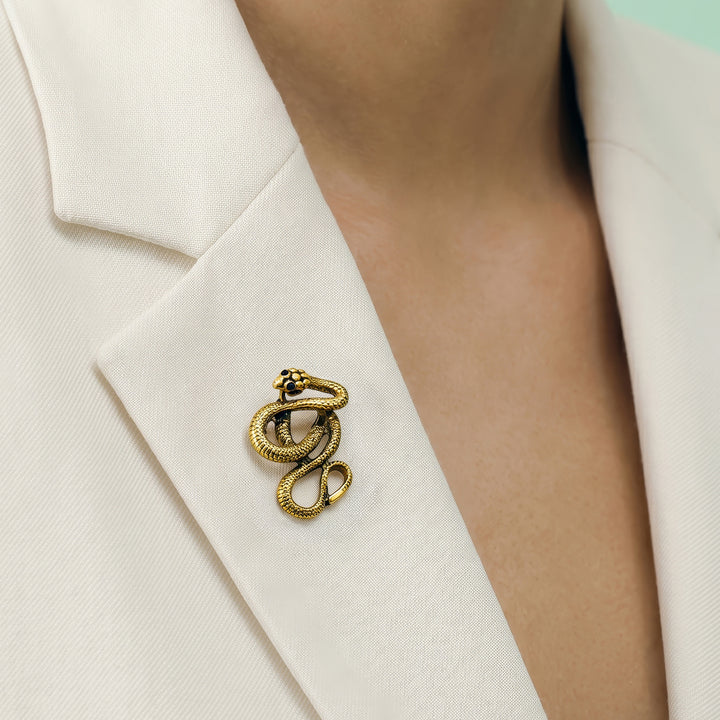 Echida Champagne Gold Snake Brooch