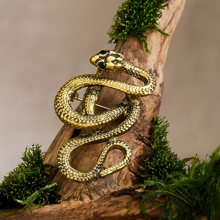 Echida Champagne Gold Snake Brooch
