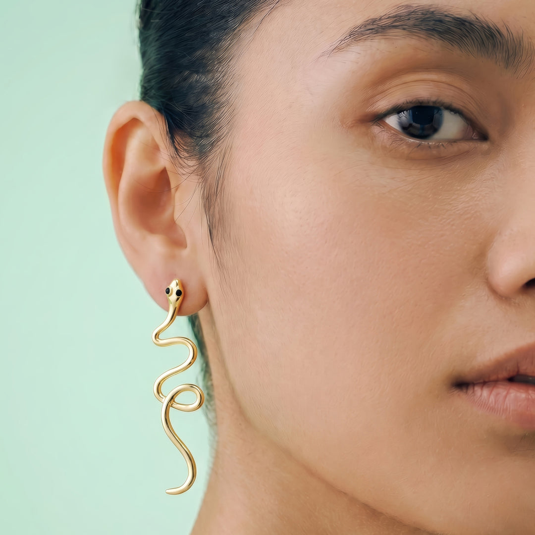 Serpens Gold Snake Earring
