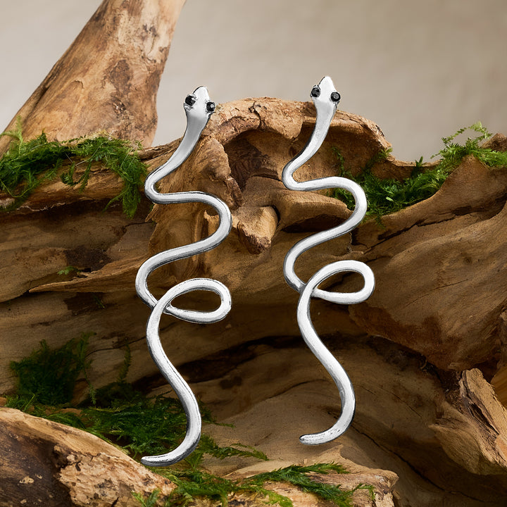 Serpens Silver Snake Earring