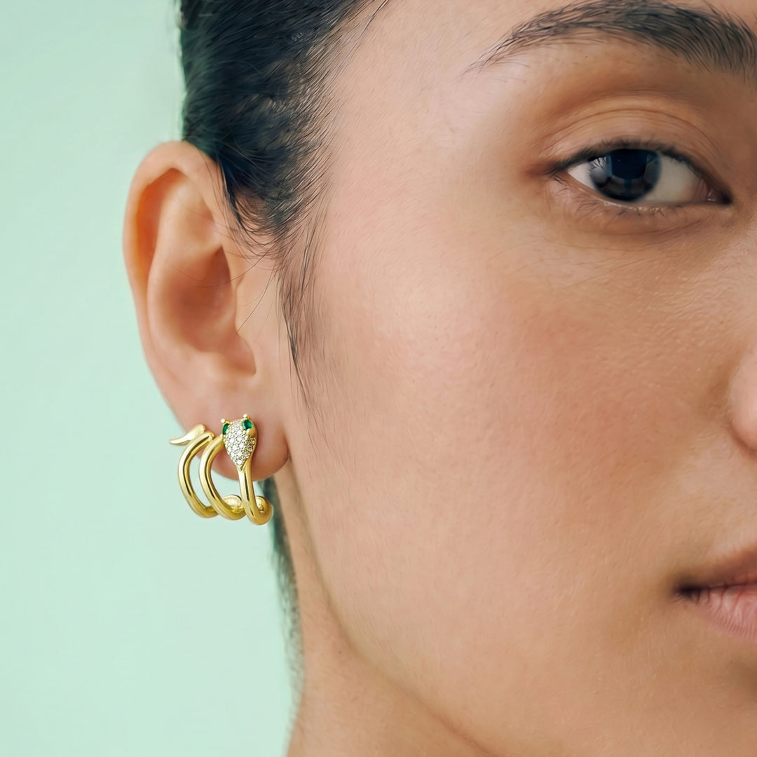 Serpentina Gold Snake Earrings