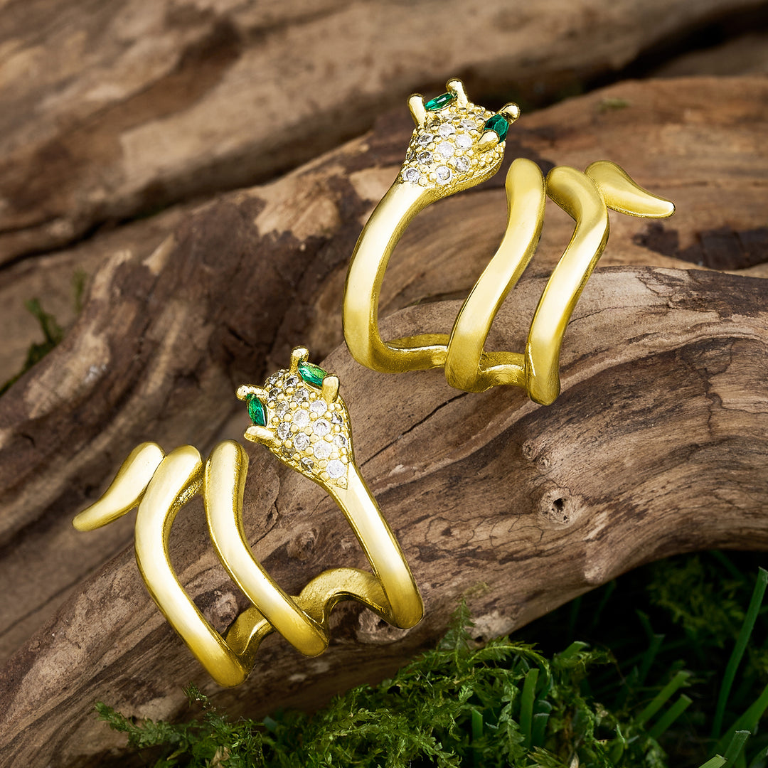 Serpentina Gold Snake Earrings