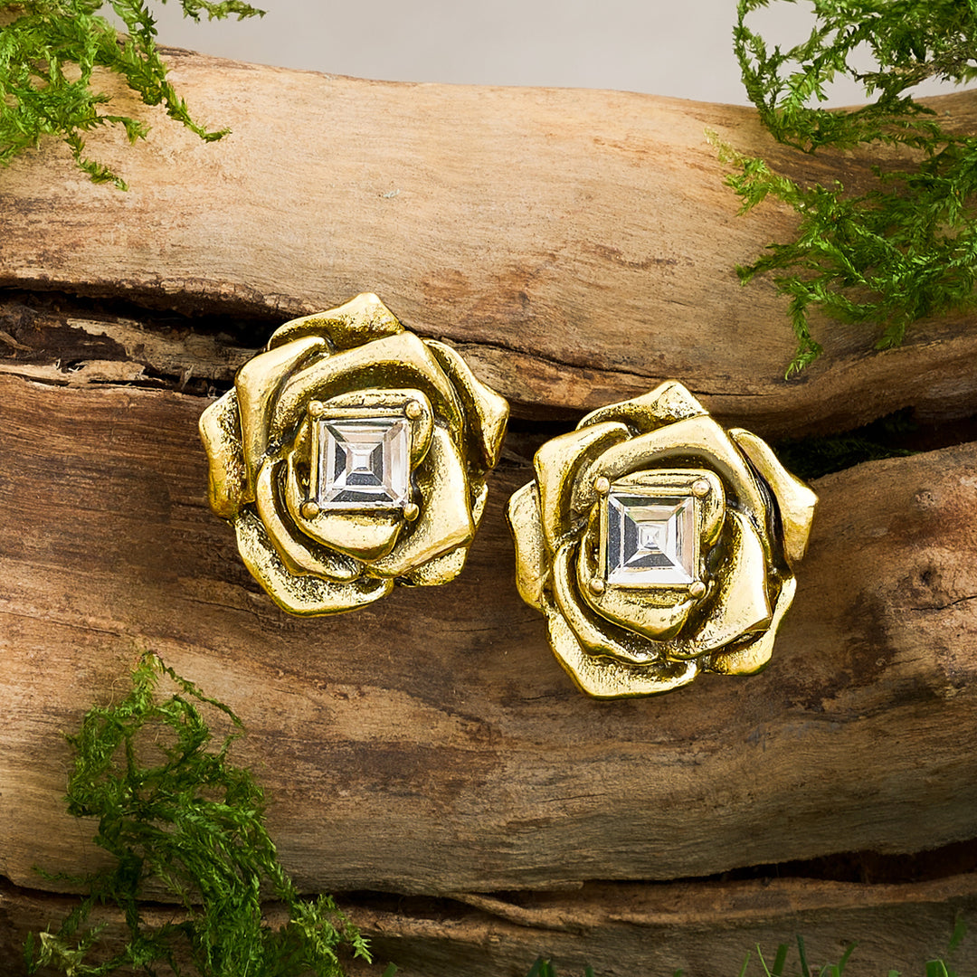 Rozira Gold Flower Earrings