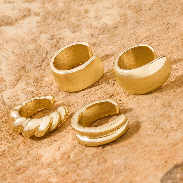 Mettara Mixed Metal Gold Set of 3 Earcuffs