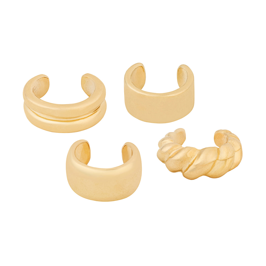 Mettara Mixed Metal Gold Set of 3 Earcuffs