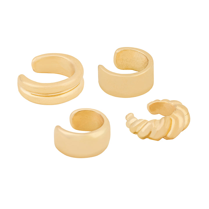 Mettara Mixed Metal Gold Set of 3 Earcuffs