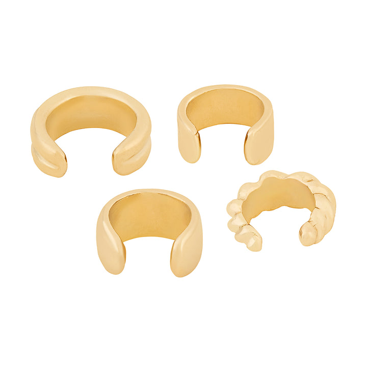 Mettara Mixed Metal Gold Set of 3 Earcuffs