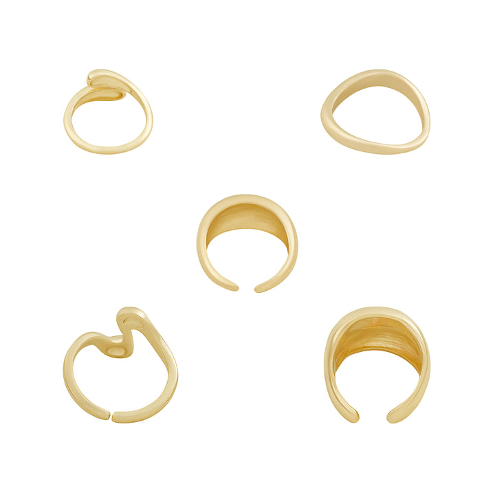 Kazura Molten Pearl Set of 5 Gold Rings