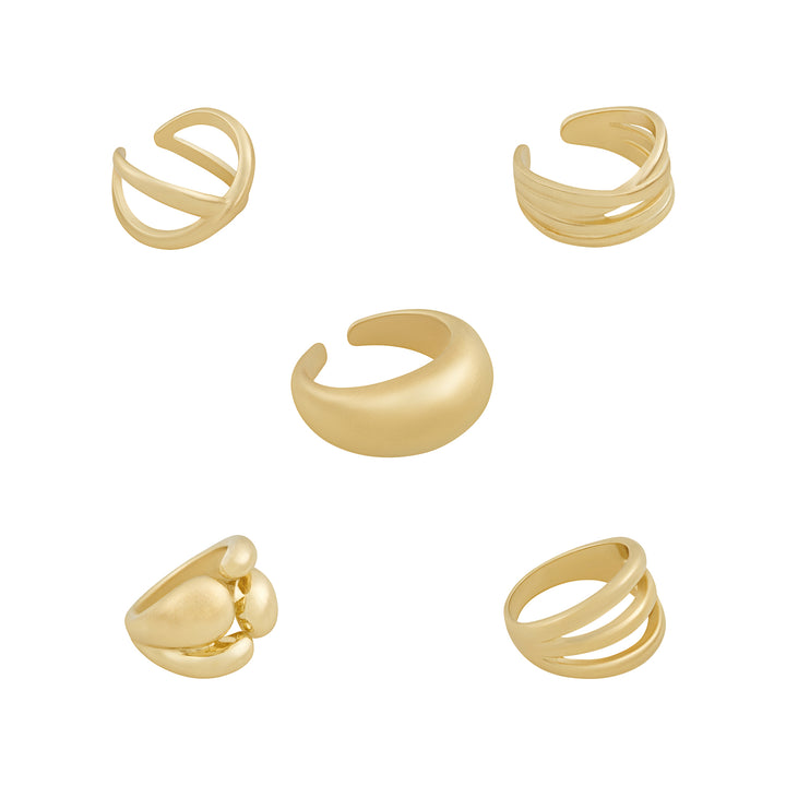 Torika Molten Pearl Set of 5 Gold Rings