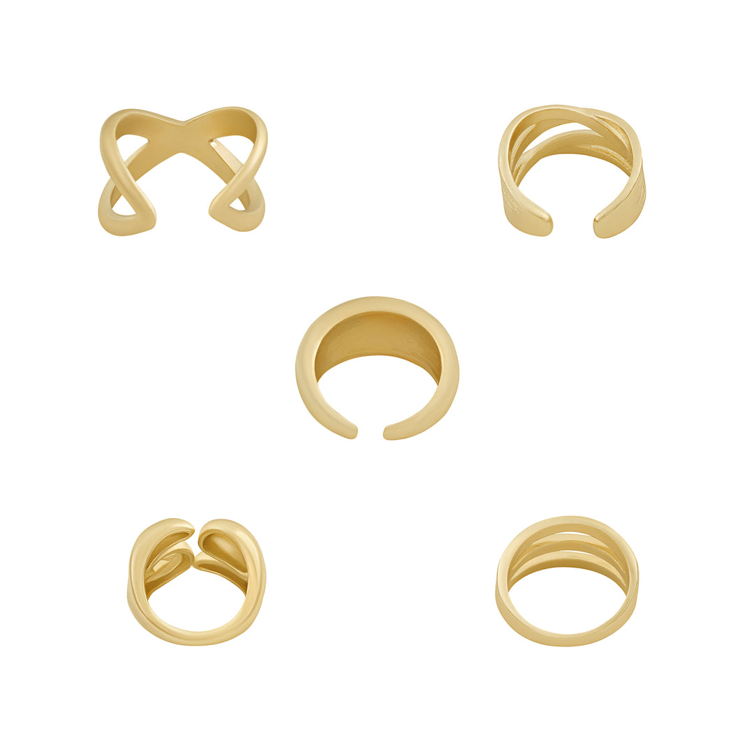 Torika Molten Pearl Set of 5 Gold Rings