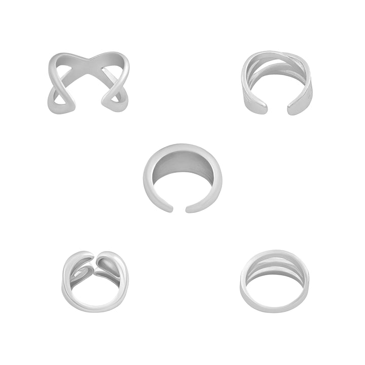 Torika Molten Pearl Set of 5 Silver Rings