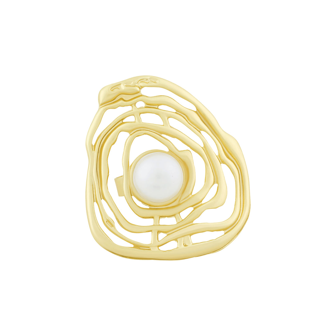 Zayrose Gold Molten Pearl Ring