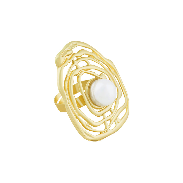 Zayrose Gold Molten Pearl Ring