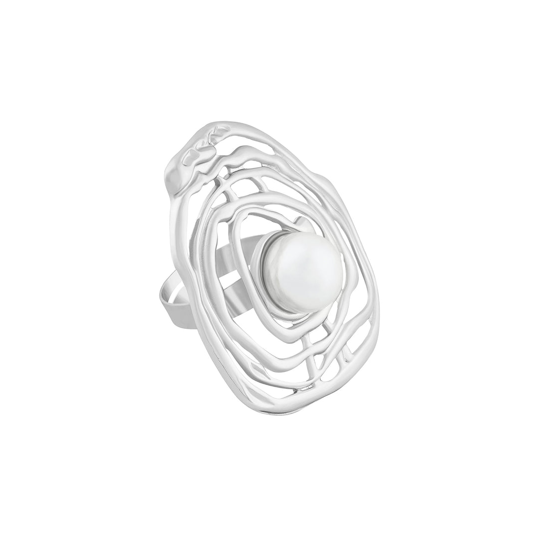 Zayrose Silver Molten Pearl Ring
