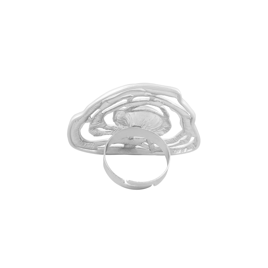 Zayrose Silver Molten Pearl Ring