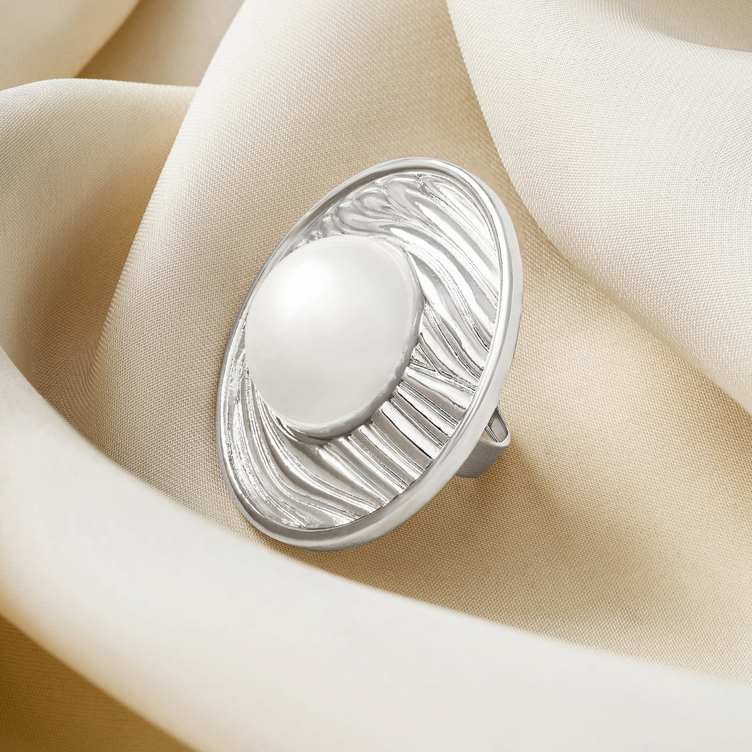 Aurelian Orb Molten Pearl Silver Ring