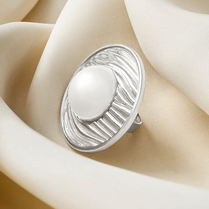 Aurelian Orb Molten Pearl Silver Ring