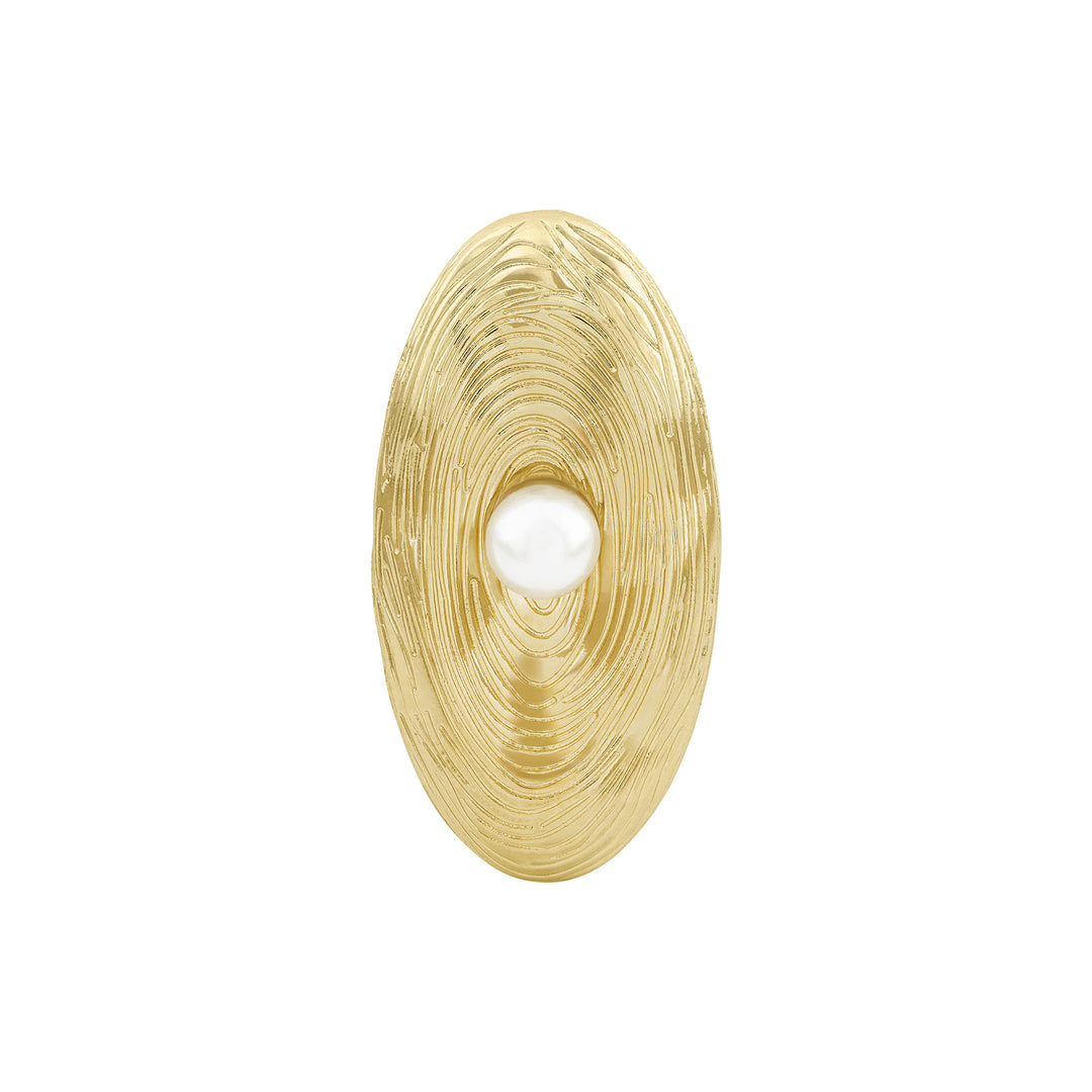 The Midas Touch Molten Pearl Statement Gold Ring